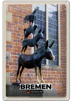 Produktbild von Blechschild Städte Deutschland Bremer Stadtmusikanten20x30cm