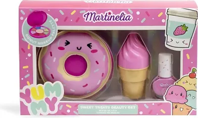 Produktbild von Martinelia | Donut Makeup Set - 100 g - Vanilleduft - 8x1 g Lidschatten - Kinder Kosmetikset