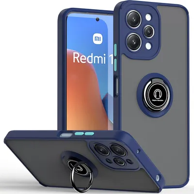 Produktbild von Hülle für Xiaomi Redmi 12 Ring Halter Ständer Matte Transluzent TPU Bumper Stoßfest Schutzhülle Blau