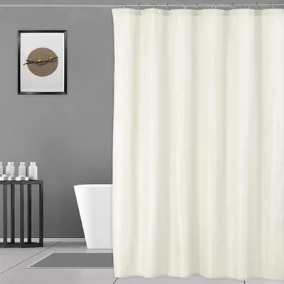 Obrázek produktu pro Sprchový závěs – textilní sprchový závěs – 180 x 180 cm – polyester – voděodolný – pletený – pro sprchu a vanu – bílý