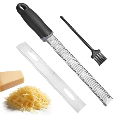 Image de Râpe à fromage et râpe à citron - Acier inoxydable avec lame tranchante - Râpe fine pour l'ail, le gingembre et la noix de muscade - 1 pièce