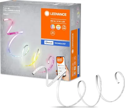 Produktbild von Ledvance LED Smartes LED Lichtband mit Bluetooth Technologie für Innen, 3 Meter Länge, Lichtfarbe änderbar (2000-6500K), RGB Farben änderbar, Steuerbar mit Google, Alexa, SMART+ BT FLEX 3M