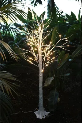 Image de Arbre lumineux LED Tronc de bouleau 150cm Arbre de décoration Jardin Décoration de Noël blanc chaud