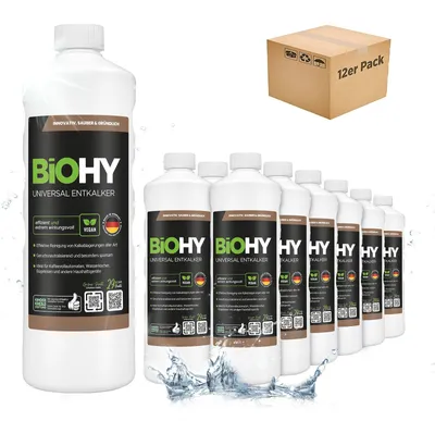 Produktbild von BiOHY Universal Entkalker + Dosierer, Entkalker flüssig, Kalkentferner, 12 x 1 l