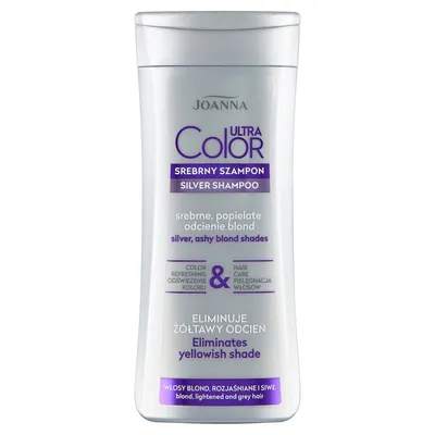 A product shot of a shampoo bottle against a white background.