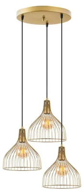 Image de Suspension Luminaire en métal doré - 49 x 49 x H 121 cm - 3 x E27 Max 40W - IP20