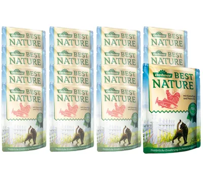 Produktbild von Dehner Best Nature Katzenfutter Adult, Lachs und Huhn mit Kartoffel, im Beutel, 16 x 85 g (1.36 kg)
