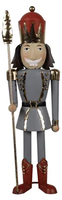 Produktbild von Clayre & Eef Weihnachtsdekoration Nussknacker 36 cm Grau Rot Metall