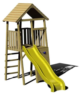 Produktbild von Wendi Toys Holz Spielturm Falke inkl. Rutsche und Kletterwand Natur 280x110x270 cm