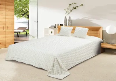Immagine prodotto di Copriletto decorativo 170x210 cm, bifacciale, a L, LUXIMA Ecru