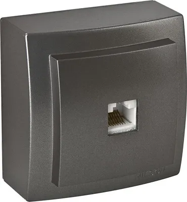 Produktbild von Netzwerkdose CAT6 Anthrazit Metall Optik – Aufputz IP20 für Innen – THEMIS