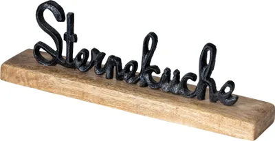 Produktbild von Sterneküche Schriftzug L30cm Metall Schwarz Mango Holz Deko Aufsteller Tischdeko Wohndekoration Küche Küchendeko Geschenk