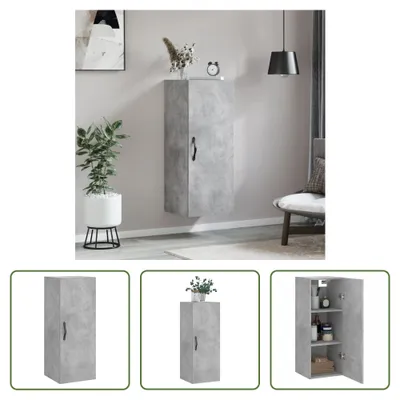 Produktbild von The Living Store Wandschrank Betongrau 34,5x34x90 cm Holzwerkstoff