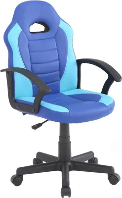Produktbild von Gaming-Stühl Dfaraon, Kinder-Gaming-Sessel, Schreibtischstuhl, 56x55h89/100 cm, Blau und hellblau