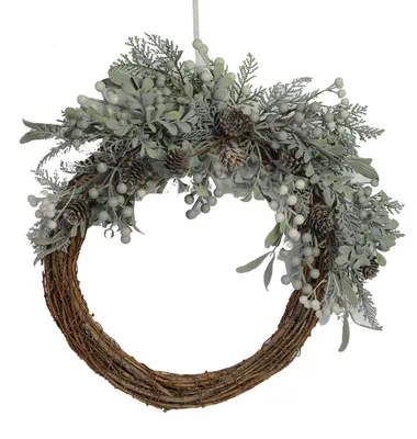 Immagine prodotto di Coroncina innevata con pigne marrone cm 51x46xh12