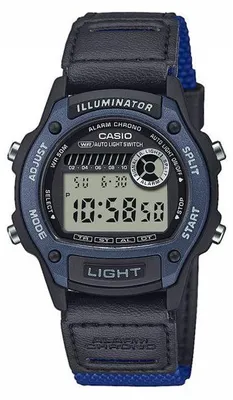 Imagen del producto de Reloj CASIO W-220HF, uni, azul, de cuarzo, digital, con correa de tela, resistente al agua hasta 5 bares