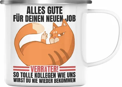 Produktbild von Trendation - Jobwechsel Emaille Tasse Geschenk Neuer Job Abschied Abschiedsgeschenk Kollege Kollegin Alles Gute Für Den Neuen Job Lustig (Silber)