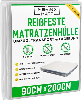Zdjęcie produktu dla Pokrowiec na materac 90 x 200 cm, wodoodporny, odporny na rozdarcia, wielokrotnego użytku, do przeprowadzki i