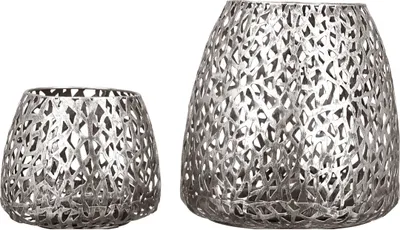 Image de Gilde Windlicht, "Purley", Metall, silberfarben, VE 4, H. 11 cm, D. 14 cm 54956 4001250549567