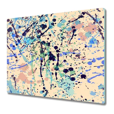 Produktbild von Küchenteller - Schneidebrett Glas - Herdabdeckung - aquarell gelb blau
