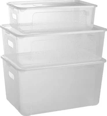 Produktbild von 3x Aufbewahrungsbox mit Deckel Kunststoffbox Behälter Plastik Lagerbox Transparent
