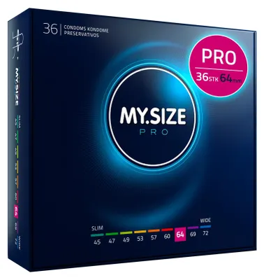 Produktbild von MY.SIZE PRO ELITE Kondome, Größe 6, 64 mm, schlanke Passform, 36 Stück – Extra reines Vytex-Latex, leicht zu öffnen