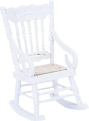 Immagine prodotto di 1:12 Minicamera da letto in legno da 6 pezzi in bianco per la casa delle bambole