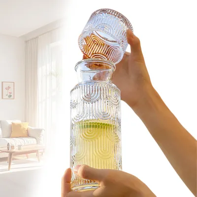 Wasserkaraffe mit Glas 640 ml, transparent, Vintage-Design