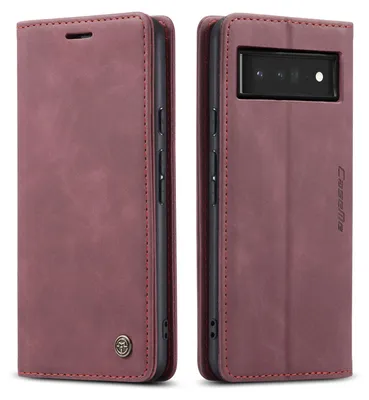 A product shot of a red phone case, shown from two angles.
