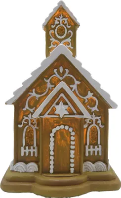 Zdjęcie produktu dla Clayre & Eef Domek z piernika z diodą LED 9x9x14 cm Brązowy polyresin