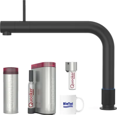 Produktbild von Quooker Wasserhahn Front schwarz & PRO3 & Sprudelwasser CUBE mit CUBE Filter