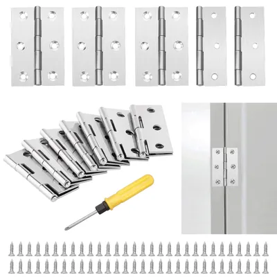 Zdjęcie produktu dla Zawiasy składane - Stal nierdzewna - 75 x 50 mm - 10 szt. - Z wkrętami