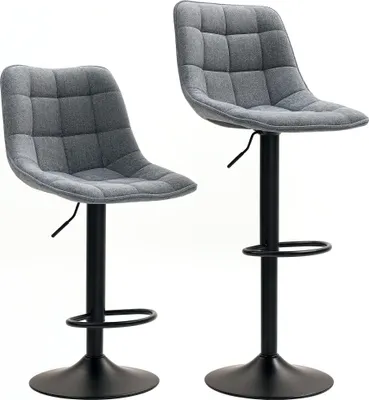 Produktbild von Moderner Barhocker, 2er-Set drehbare Barstühle mit Rückenlehne, höhenverstellbar, mit Fußstütze, gepolstert, Dunkelgrau