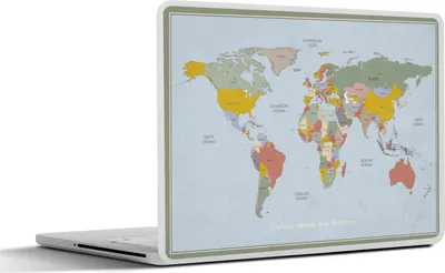Produktbild von MuchoWow® Laptop Aufkleber Sticker Cover Weltkarte - Farben - Zitat - Kinder - Jungen - Mädchen 25x18 cm - Laptop-Deko