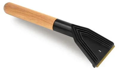 Image de Grattoir à glace laiton - Manche en bois - 33 cm