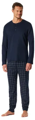 Produktbild von Schiesser langer Pyjama dunkelblau kariert
