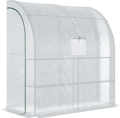Produktbild von Outsunny Fóliový skleník Skleník se 2 dveřmi Pěstování rostlin UV ochrana Ocel PE bílá 200 x 100 x 213 cm