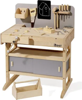 Imagen del producto de Banco de trabajo infantil de madera, con 32 piezas de herramientas, modelo 4900