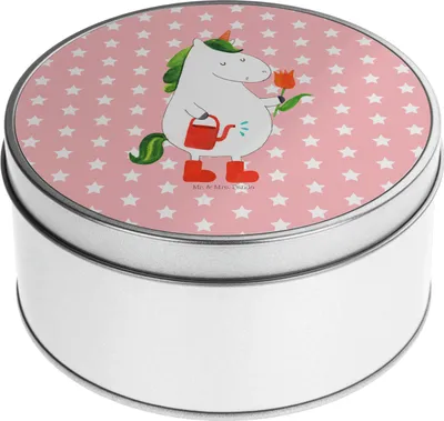 Produktbild von Mr. & Mrs. Panda Teedose Einhorn Gärtner - Rot Pastell - Geschenk, Luftballon, Vorratsdose, Dose, Giesskanne, Vorratsbehälter, Einhörner, keksdosen, Stiefel, Keksdose
