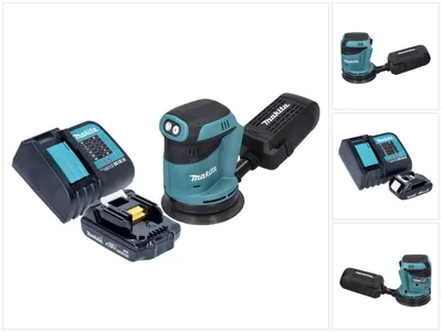 Obrázek produktu pro Makita DBO 180 SY1 18 V 125 mm akumulátorová orbitální bruska + 1x 1,5 Ah baterie + nabíječka