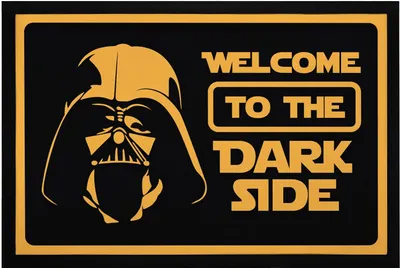 Produktbild von Fußmatte mit Spruch Welcome to the Dark Side Film-Parodie rutschfest & waschbar Moonworks® schwarz 60x40cm