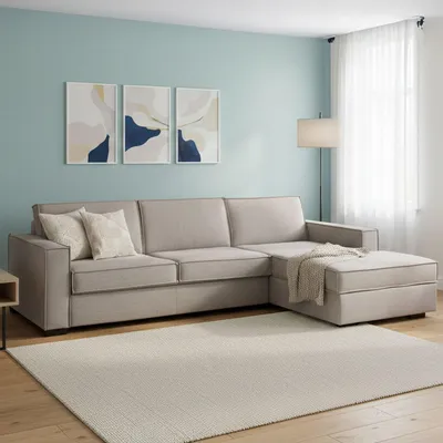 Immagine prodotto di Talamo Italia Divano Letto con Penisola Afar 95x260 cm Nero Tortora, Sfoderabile Contenitore Italy