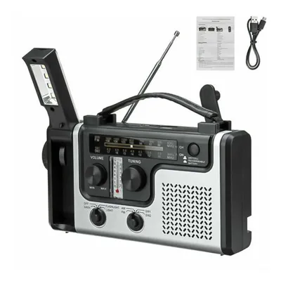 Produktbild von Tragbares Solar- und Handkurbel-Notfallradio, 2000 mAh Akku, AM/FM/SW, LED-Taschenlampe & Leselicht, ideal für Camping, Outdoor & Notfälle