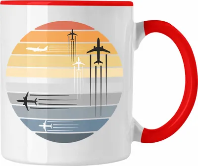 Produktbild von Trendation - Pilot Geschenk Tasse Flugzeug Fliegen Geschenkidee Piloten Kaffeetasse Grafik (Rot)