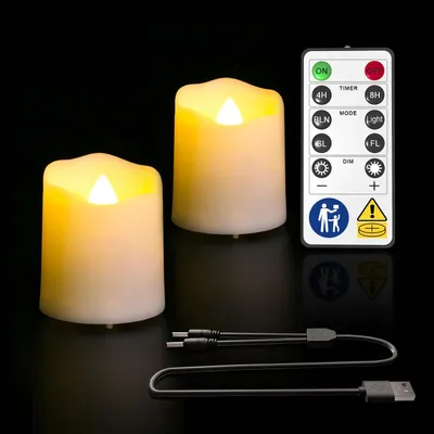 2er Set wiederaufladbare LED-Teelichter mit Fernbedienung, warmweiß