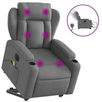 Image de vidaXL Fauteuil de massage électrique avec releveur Tissu gris foncé