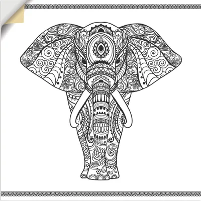 Produktbild von ARTland Wandbild, selbstklebend Elefant in Mandala Größe: 100x100 cm