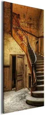Produktbild von Wallario Premium Leinwandbild Rustikale Holztreppe in Größe 30 x 75 cm