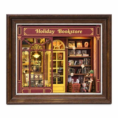Produktbild von THAR Book Nook Vintage Bookstore – DIY Miniatur-Buchladen mit Licht