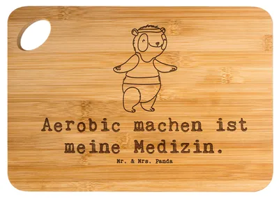 Produktbild von Mr. & Mrs. Panda schneidunterlage Panda Aerobic - Transparent - Geschenk, Schneidebrett, Holzbrett, schneidbrett, Brett, Fitness, Frühstücksbrettchen, Frühstücksbrett